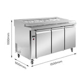 PWB150 three door DELUXE Pizza Prep Bench