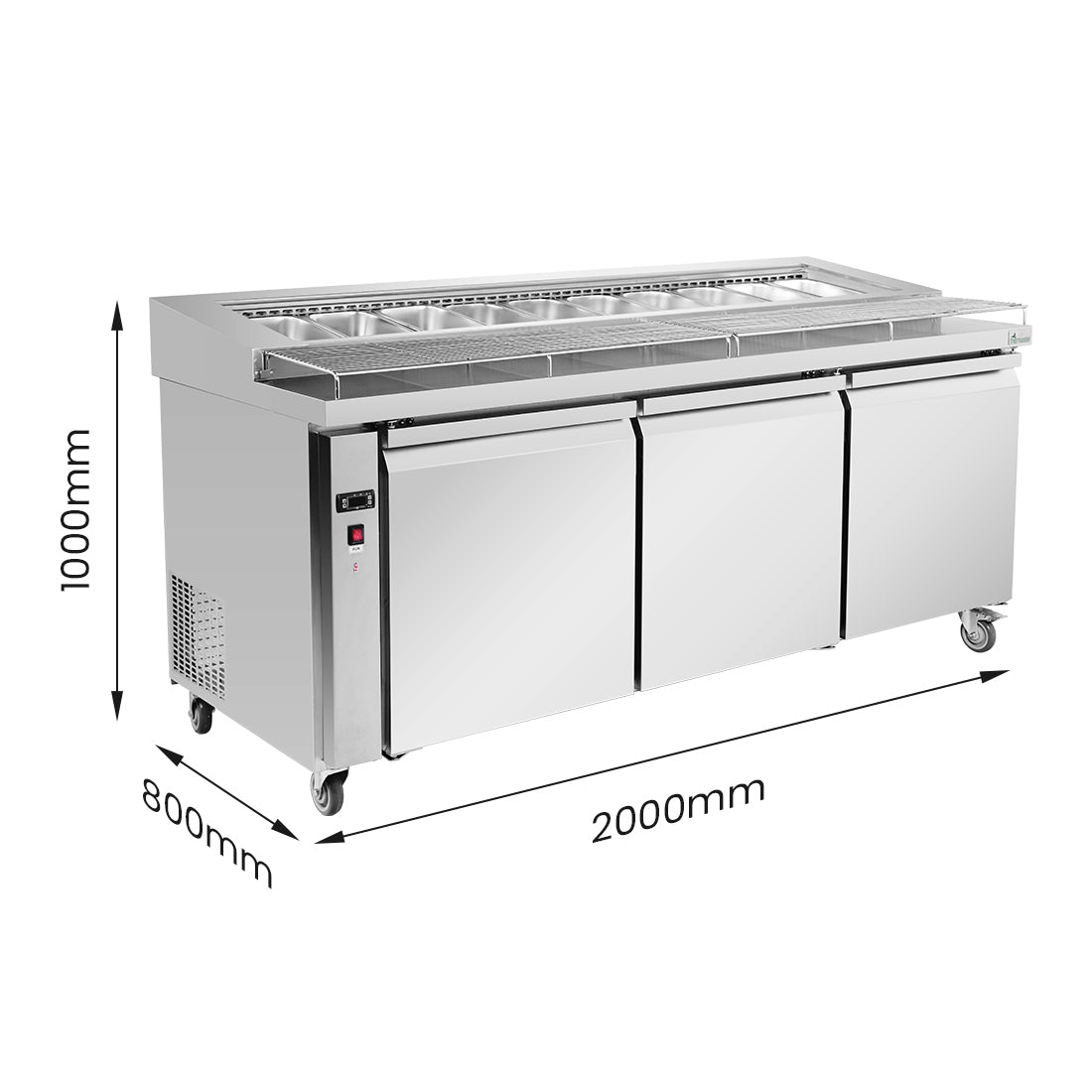 Thermaster Three door DELUXE Pizza Prep Bench - PWB200