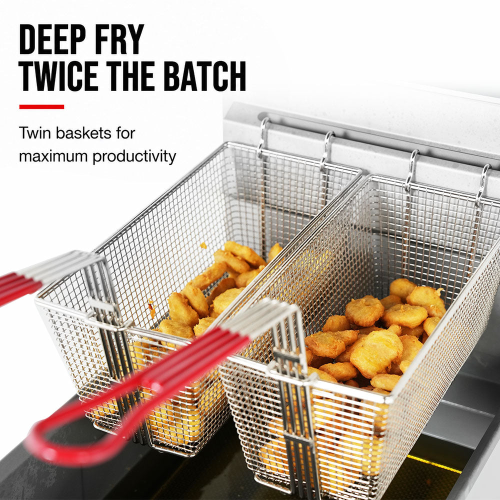 GasMax Superfast Natural Gas Tube Twin Vat Fryer - RC400TE