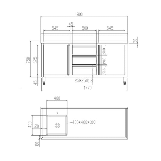 SC-6-1800L-H Cabinet with Left Sink