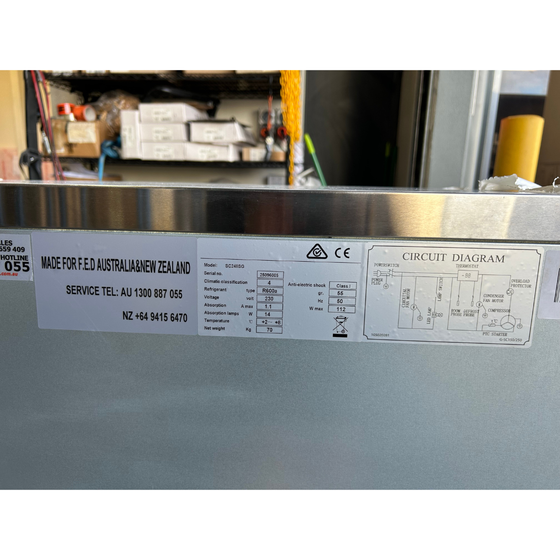 Ex-Showroom: Thermaster Two Door Stainless Steel Bar Fridge/Cooler - SC248SG-QLD123