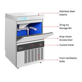 BLIZZARD Crystal Square Ice Maker 40kg/24hr with 20kg Storage - SIC-40L