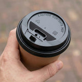 PakMax BLACK 90mm PS Plastic Coffee Cup Sip Through Lid - PSSL-90BK-LID
