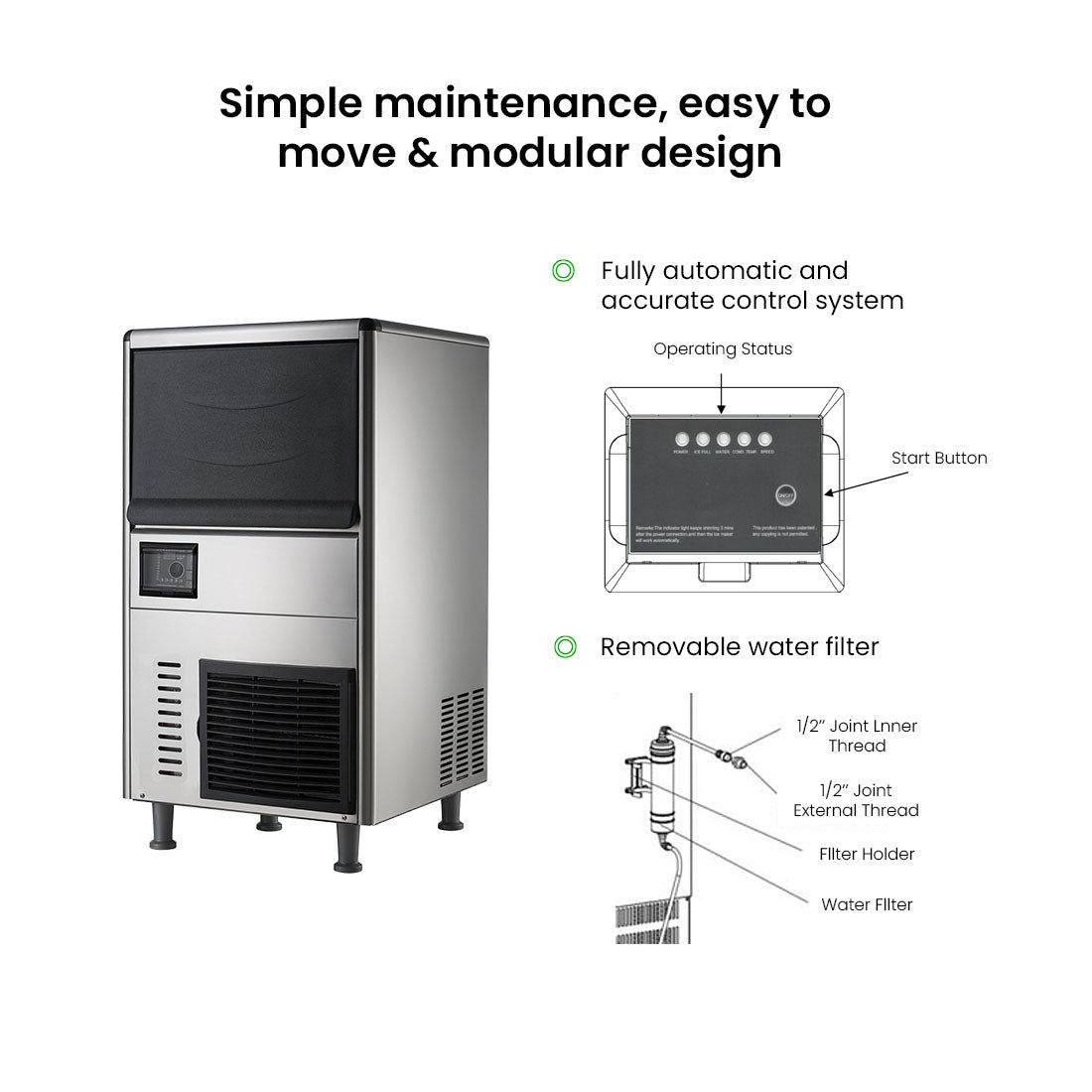 Blizzard Underbench Granular Ice Maker 60Kg - SN-068F