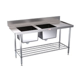 Simply Stainless Double Sink Dishwasher Inlet Bench SS09.1650DBR