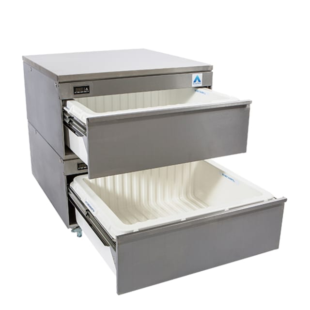 Adande Double Dual Temperature Drawers VCR2.CW Standard Castor / Solid Work Top