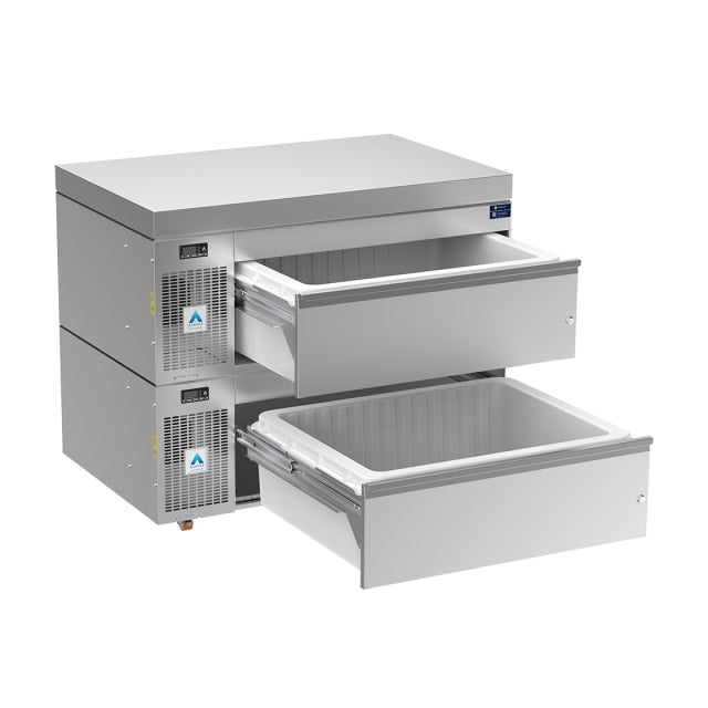 Adande Double Dual Temperature Drawers VCS2.CW Standard Castor / Solid Work Top