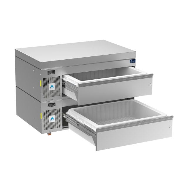 Adande Double Slimline Dual Temperature Drawers VLS2.CT Standard Castor / Cover Top