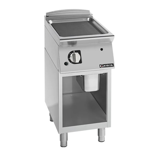 Giorik 700 Series 400mm wide Smooth Mild Steel Gas Frytop on Open Base FLG72GFT.N