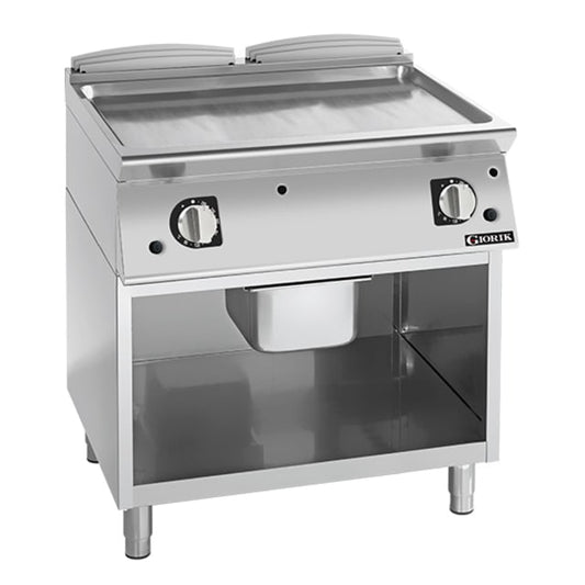 Giorik 700 Series 800mm wide Smooth Satin Chrome Gas Frytop on Open Base FLG741GCRXT.P