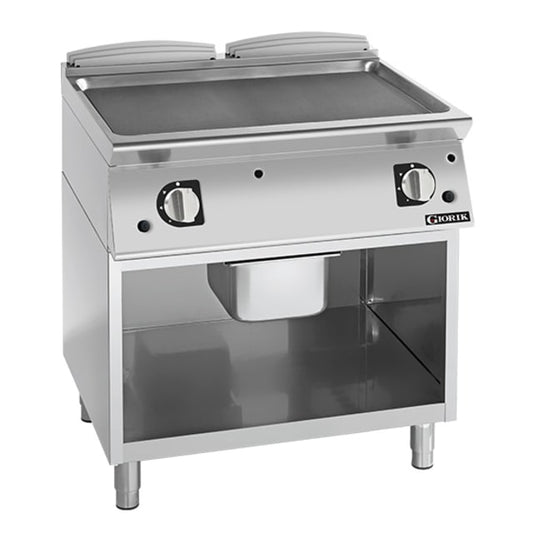 Giorik 700 Series 800mm wide Smooth Mild Steel Gas Frytop on Open Base FLG741GFT.N