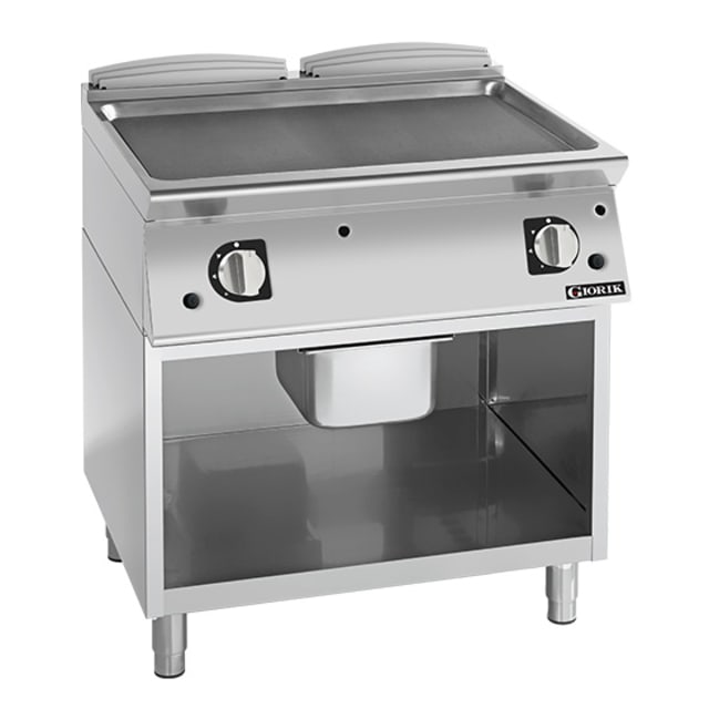 Giorik 700 Series 800mm wide Smooth Mild Steel Gas Frytop on Open Base FLG741GFT.P