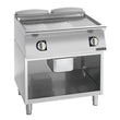 Giorik 900 Series 800mm wide 1/3 Ribbed 2/3 Smooth Satin Chrome Electric Frytop on Open Base FME941GCRXT