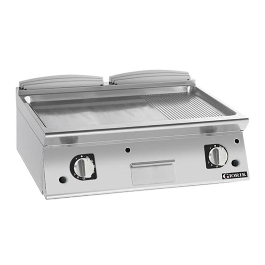 Giorik 700 Series 800mm wide 1/3 Ribbed 2/3 Smooth Satin Chrome Plate Gas Frytop FMG741TCRXT.N