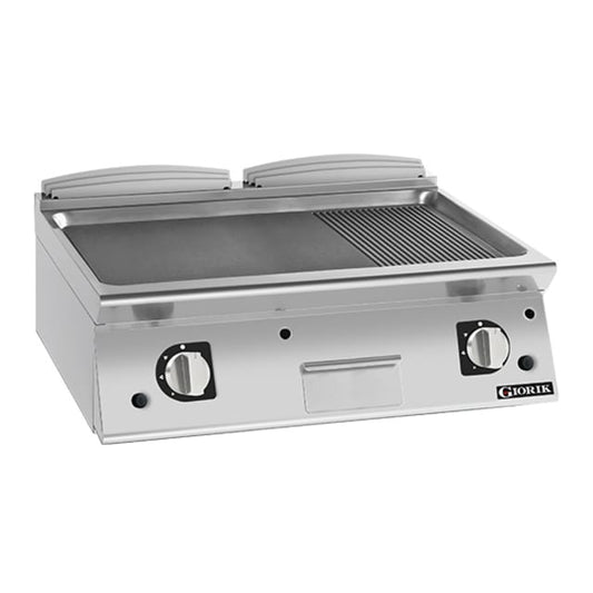 Giorik 700 Series 800mm wide Half Ribbed Half Smooth Mild Steel Plate Gas Frytop FMG741TFT.P
