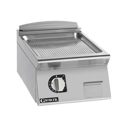 Giorik 700 Series 400mm wide Ribbed Satin Chrome Electric Frytop FRE72TCRXT