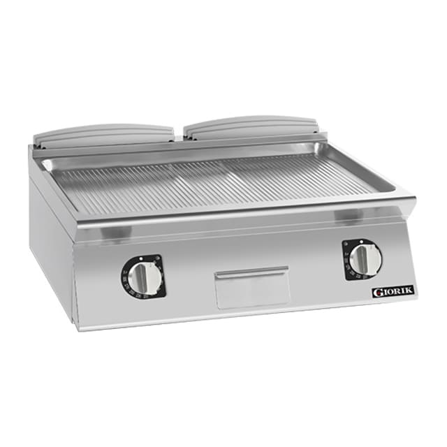 Giorik 900 Series 800mm wide Ribbed Satin Chrome Electric Frytop FRE941TCRXT