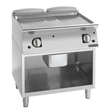Giorik 900 Series 800mm wide Ribbed Satin Chrome Gas Frytop on Open Base FRG941GCRXT.N