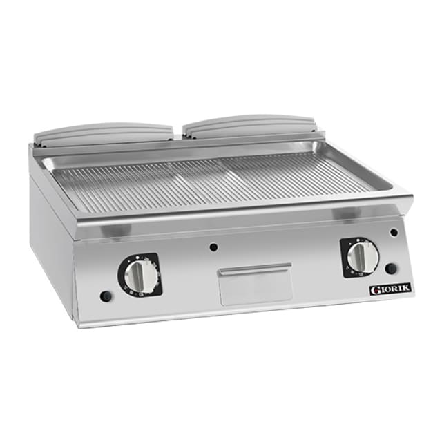 Giorik 900 Series 800mm wide Ribbed Satin Chrome Gas Frytop FRG941TCRXT.P