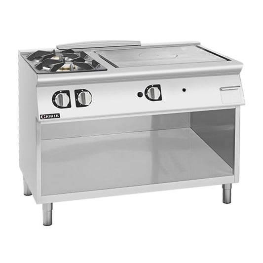 Giorik 700 Series 1200mm wide Combination Solid Top and Gas Burner on Open Base TG76GTLT.P