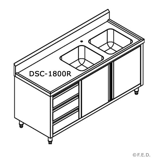 DSC-2400L-H KITCHEN TIDY CABINET WITH DOUBLE LEFT SINKS