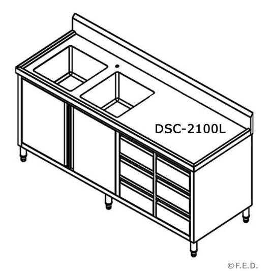 DSC-2100L-H KITCHEN TIDY CABINET WITH DOUBLE LEFT SINKS