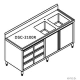 DSC-2400L-H KITCHEN TIDY CABINET WITH DOUBLE LEFT SINKS