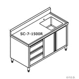 SC-7-1200R-H CABINET WITH RIGHT SINK