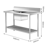 Single Centre Sink Bench & Pot Undershelf SSB6-1500C/A