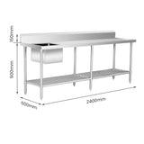 SSB6-2400L/A Single Left Sink Bench with Pot Undershelf