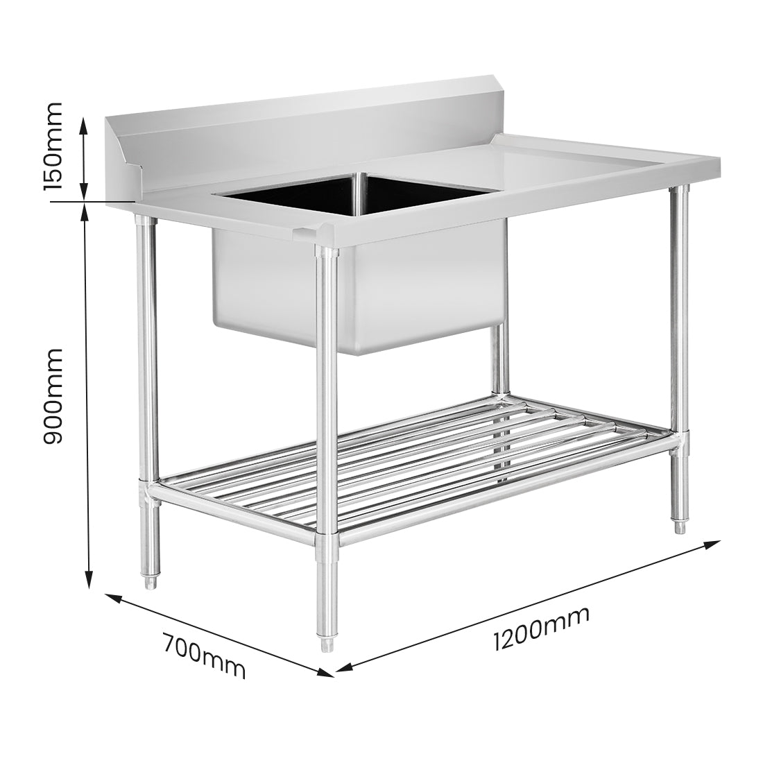 Left Inlet Single Sink Dishwasher Bench SSBD7-1200L/A
