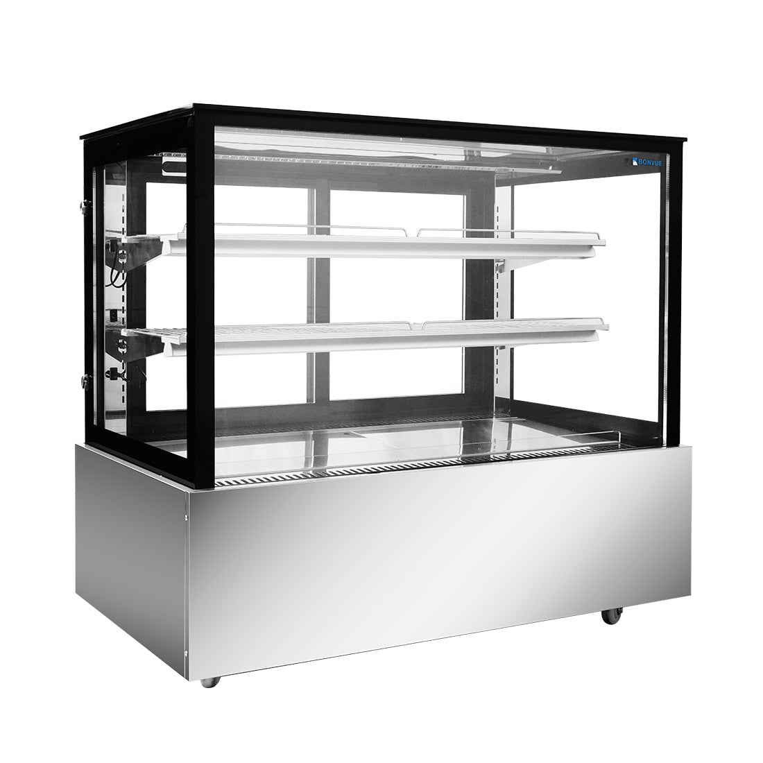 Bonvue Black Trim Square Glass Cake Display 2 Shelves - SSU120-2XB