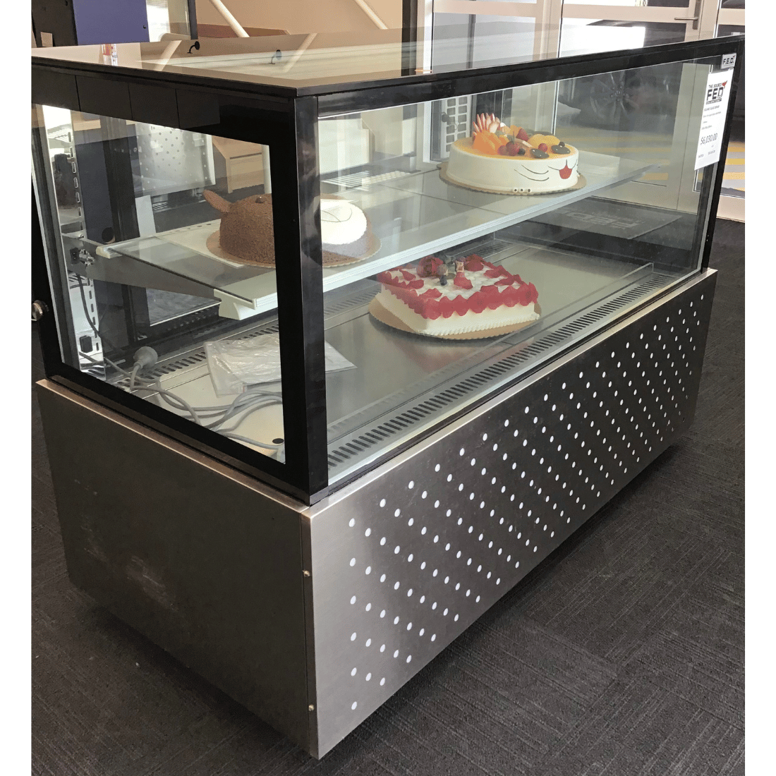 2NDs: Bonvue Black Trim Square Glass Cake Display 2 Shelves SSU150-2XB-QLD133