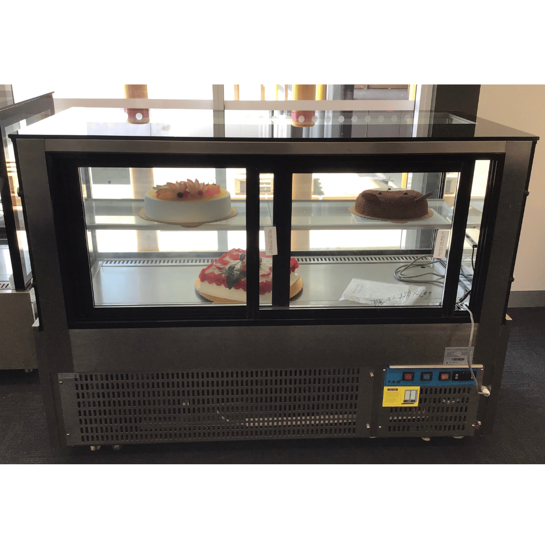 2NDs: Bonvue Black Trim Square Glass Cake Display 2 Shelves SSU150-2XB-QLD133
