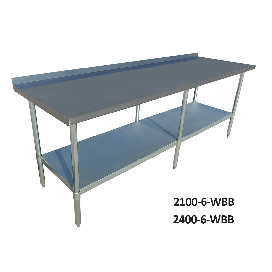 0600-6-WBB Economic 304 Grade Stainless Steel Table with splashback 600x600x900