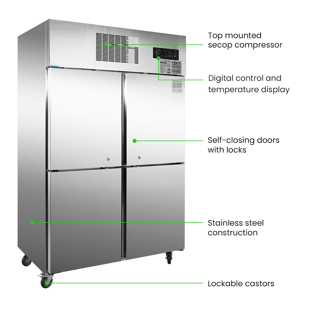 SUF1000 TROPICAL Thermaster 4 x Half door SS Freezer