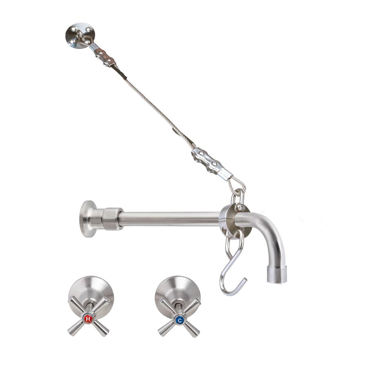 Cleaners Sink Concealed Wall Mount Spout with Wall Stops and Wall Bracket T-3MCSKIT-C08