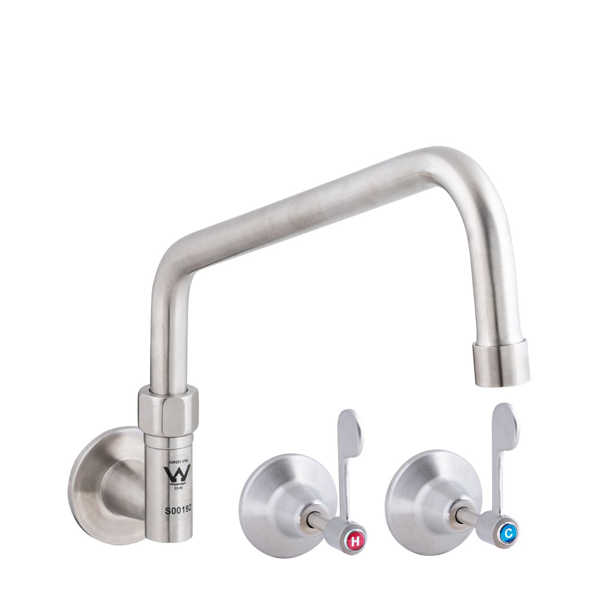 Stainless Steel Wall Stops and Elbow with 12" Spout T-3MCW12