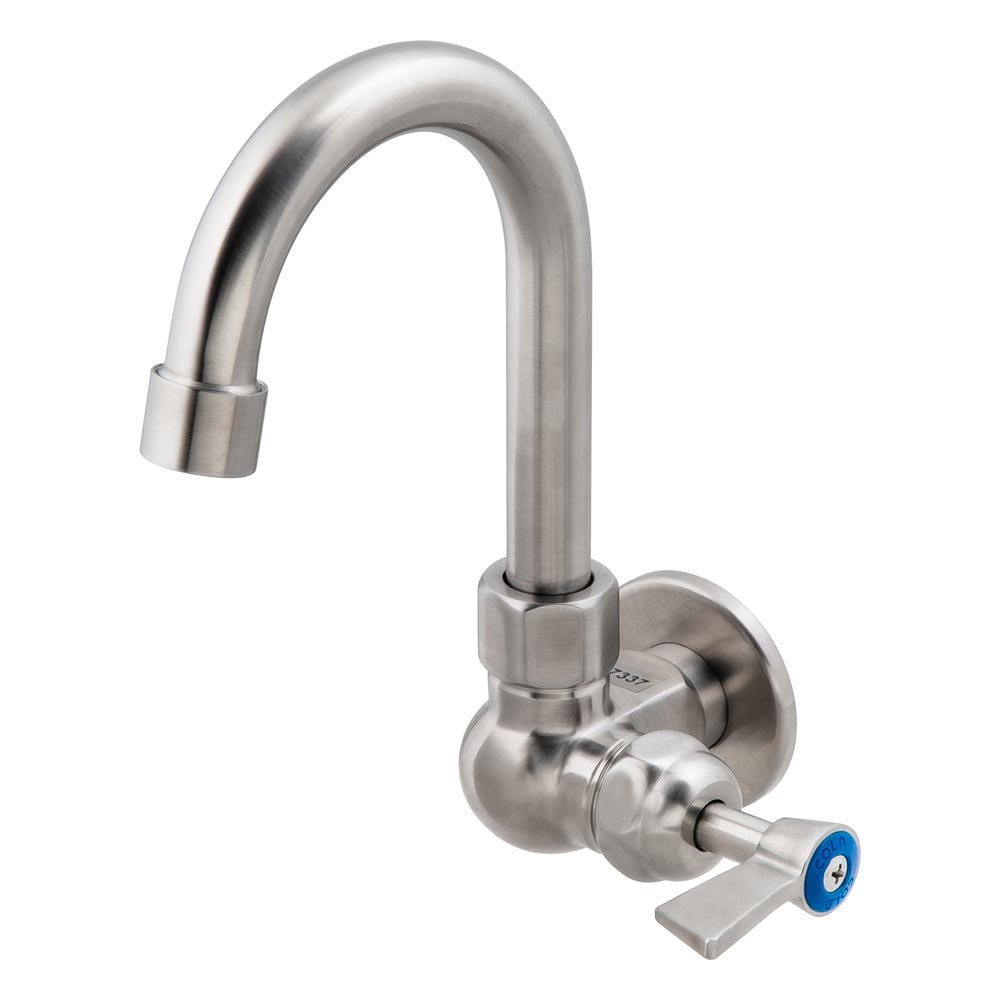 Stainless Steel Single Wall Mount Body with Single Control and 7" Gooseneck Swivel Spout T-3MSWG07