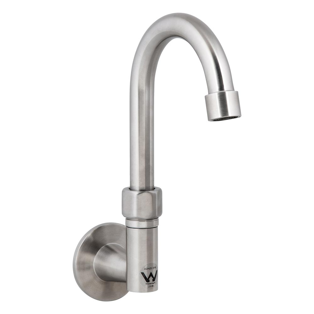Stainless Steel Wall Elbow with 7" Gooseneck Swivel Spout T-3MWEG07