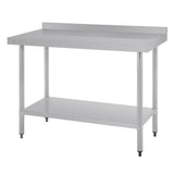 Vogue St/St Wall Table 60mm Upstand - 1200x600mm 47x23 1/2"