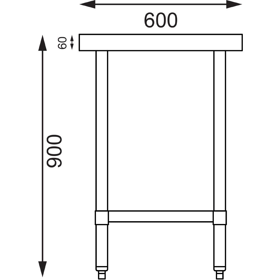 Vogue St/St Table - 900x600mm 35 1/2x23 1/2"