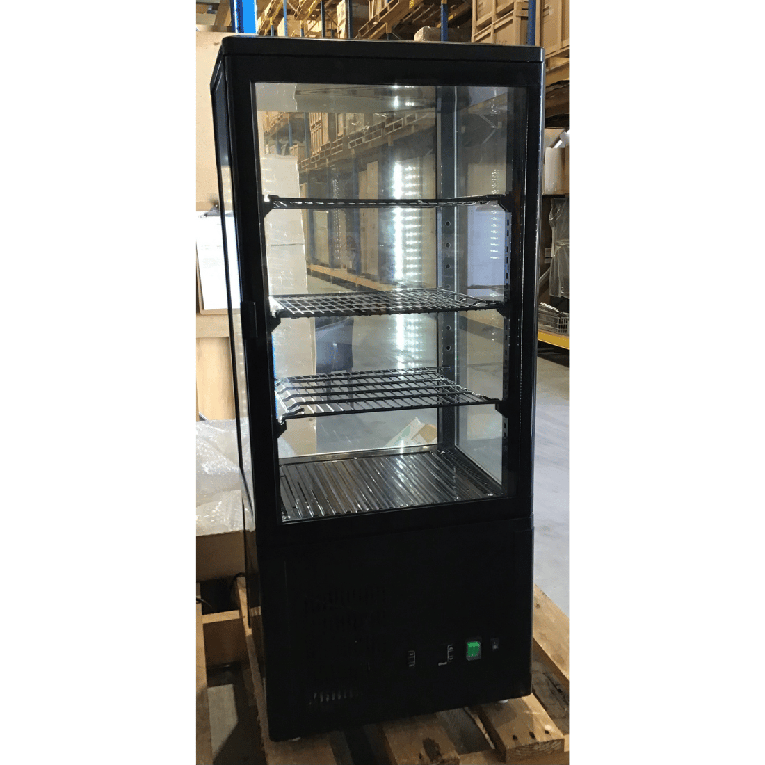 2NDs: Thermaster Four-Sided Countertop Beverage Display Fridge Black - TCBD78B-QLD352