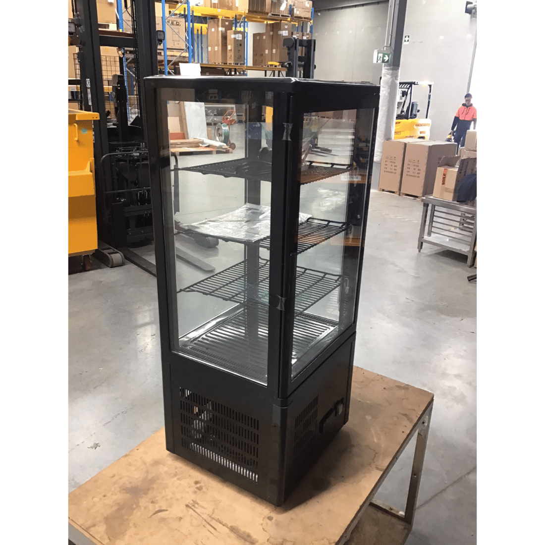 2NDs: Thermaster Four-Sided Countertop Beverage Display Fridge Black - TCBD78B-SA10-Feb