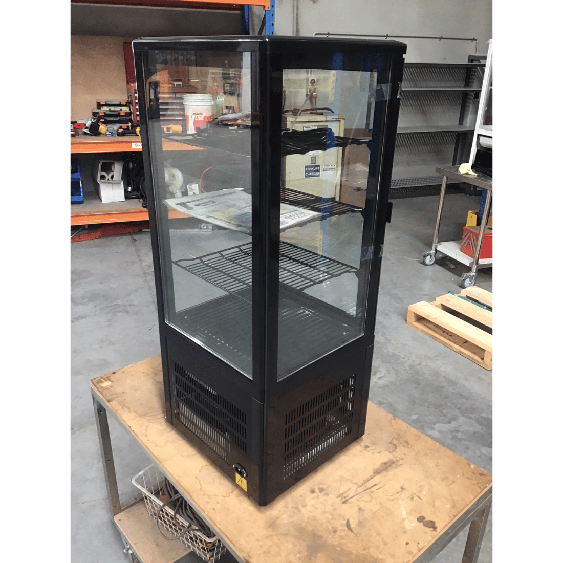 2NDs: Thermaster Four-Sided Countertop Beverage Display Fridge Black - TCBD78B-SA10-Feb