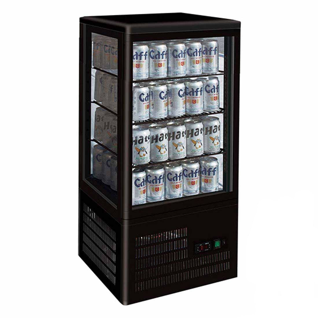 2NDs: Thermaster Four-Sided Countertop Beverage Display Fridge Black - TCBD78B-NSW2196