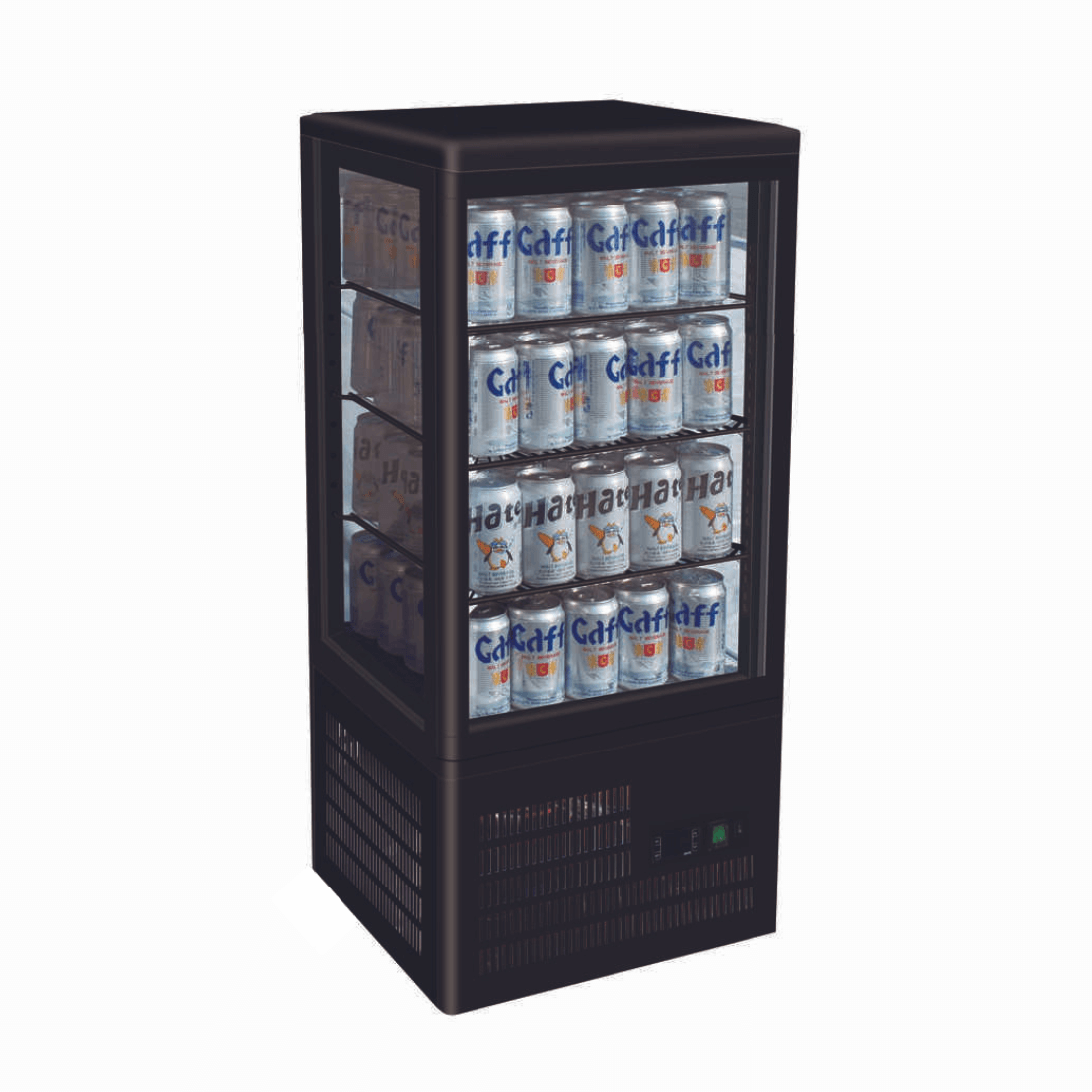 2NDs: Thermaster Four-Sided Countertop Beverage Display Fridge Black - TCBD78B-NSW2002