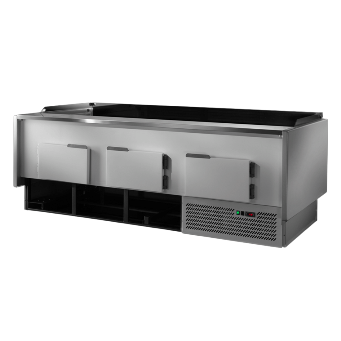 Tecnodom Serie MR80 Black 1520mm Self-serving Deli Display with Storage and Castors - TDMR-0815SELF