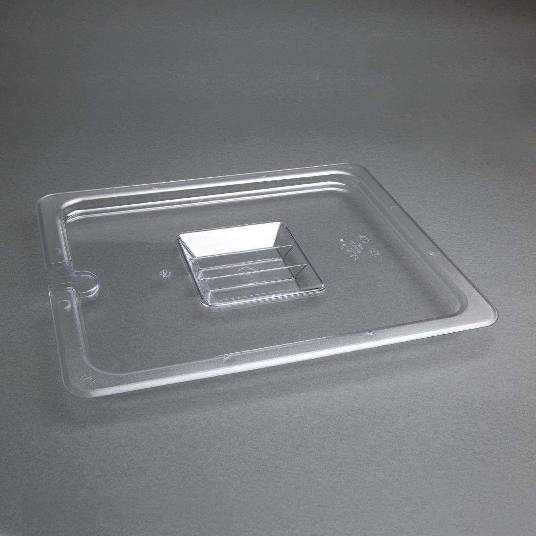 Vogue Clear Polycarbonate GN Notched Lid - 1/2