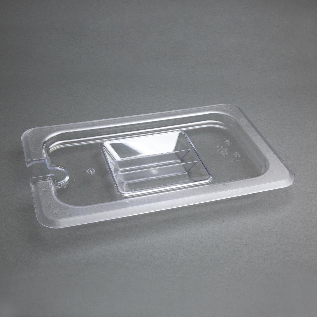 Vogue Clear Polycarbonate GN Notched Lid - 1/4